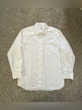 Luciano Ceccarelli White Dress Shirt 17 34/35 100% Cotton Made in Italy Luxury